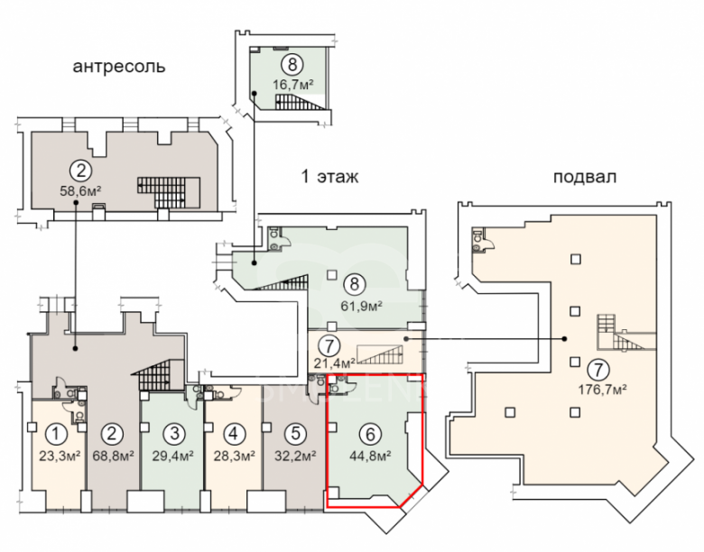 Аренда торговой площади, площадь 44.8 кв.м., 1 этаж, Ленинградский пр-кт, 75к1, район Сокол