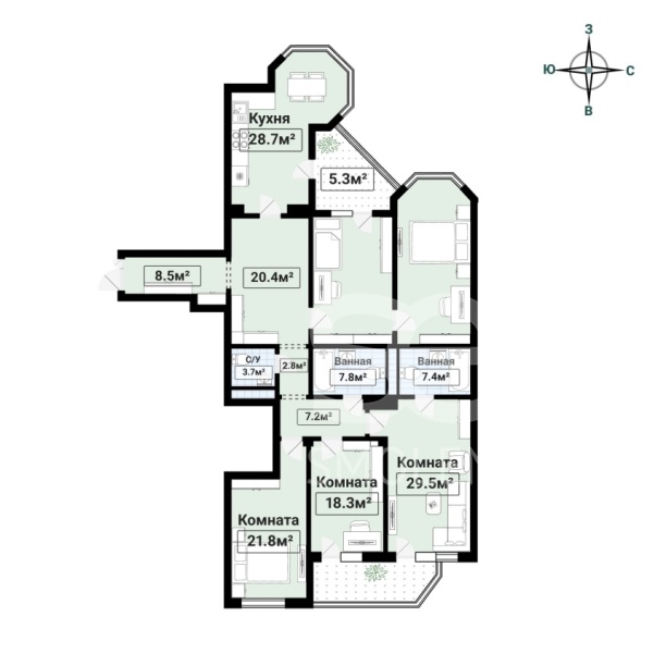 Продажа квартиры, площадь 206 кв.м., 16 этаж, ЖК ЖК "Вавилово", Архитектора Власова ул, 6