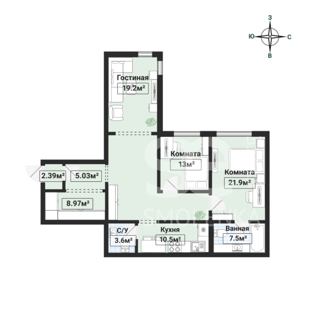 Продажа квартиры, площадь 122 кв.м., 2 этаж, ЖК ЖК "Вавилово", Архитектора Власова ул, 6