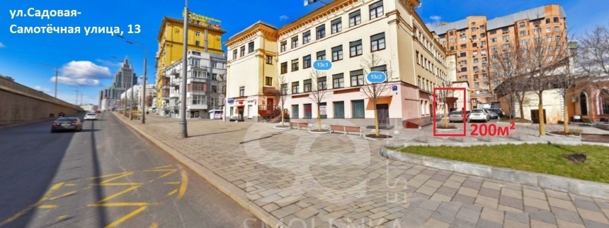 Аренда помещения свободного назначения, площадь 200 кв.м., 1 этаж, Садовая-Самотёчная ул, 13стр1, район Тверской