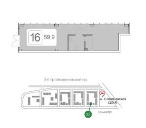 Продажа помещения свободного назначения, площадь 59.9 кв.м., 1 этаж, Грайвороновский 2-й проезд, вл. 38 секция 1, район Рязанский