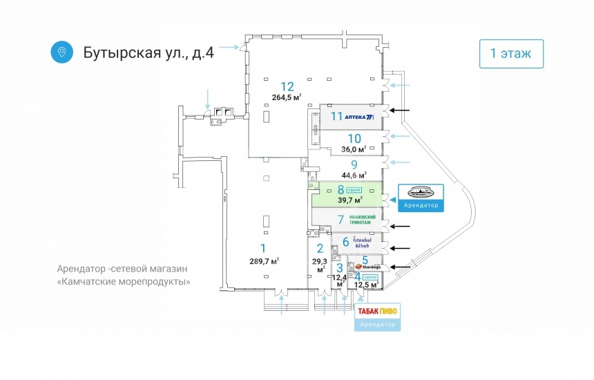 Продажа торговой площади, площадь 39.7 кв.м., 1 этаж, Бутырская ул, 4, район Бутырский