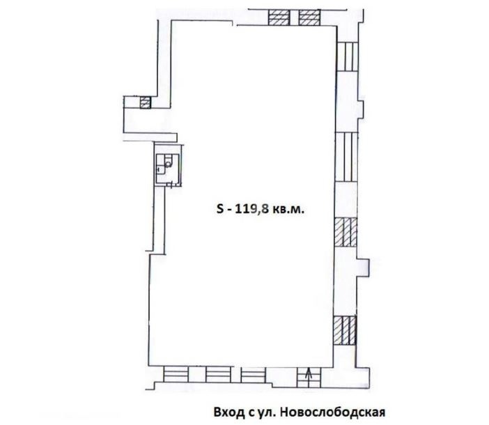 Аренда торговой площади, площадь 119.8 кв.м., 1 этаж, Новослободская ул, 26 стр. 1, район Тверской