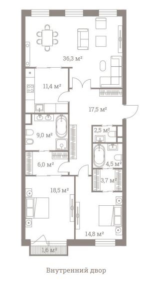 Продажа квартиры, площадь 124.2 кв.м., 5 этаж, ЖК Полянка / 44, Большая Полянка ул, 44