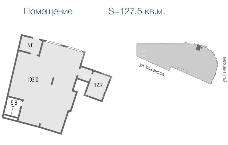 Продажа офиса, площадь 127.5 кв.м., -1 этаж, Херсонская ул, 43, район Черёмушки