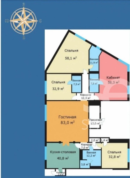 Продажа квартиры, площадь 386.8 кв.м., 2 этаж, ЖК ЖК "Вавилово", Архитектора Власова ул, 6