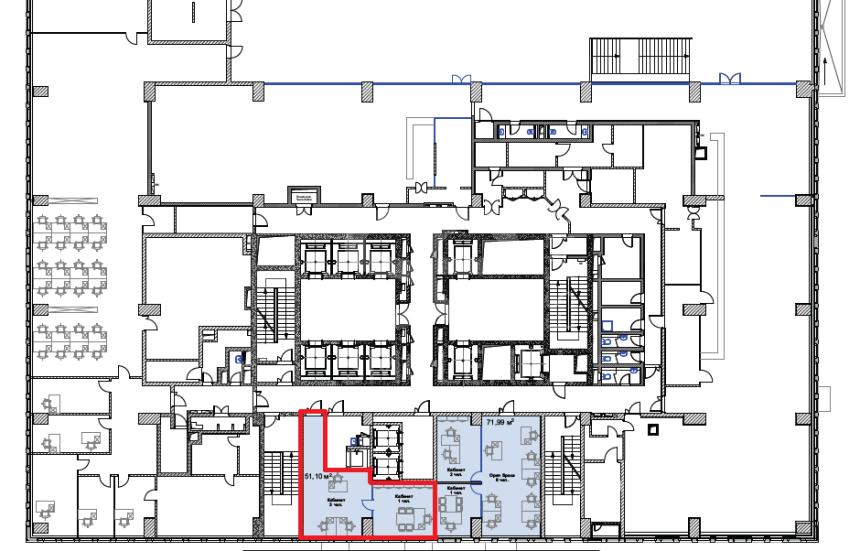 Аренда офиса, площадь 61.4 кв.м., 2 этаж, Профсоюзная ул, 65к1, район Коньково
