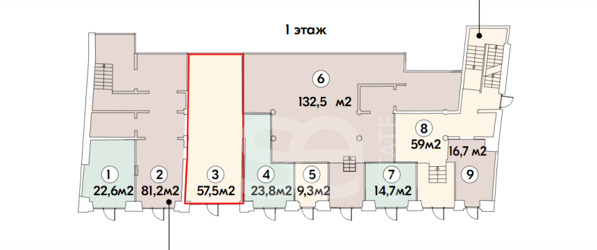 Аренда торговой площади, площадь 57.5 кв.м., 1 этаж, Новослободская ул, 19стр1, район Тверской