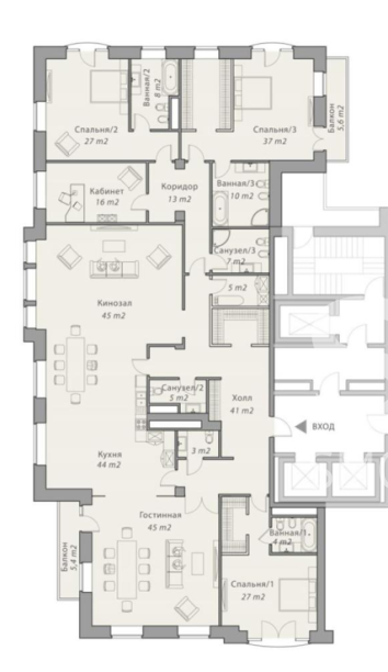 Продажа квартиры, площадь 366 кв.м., 4 этаж, ЖК Knightsbridge Private Park, Ефремова ул, 19к2