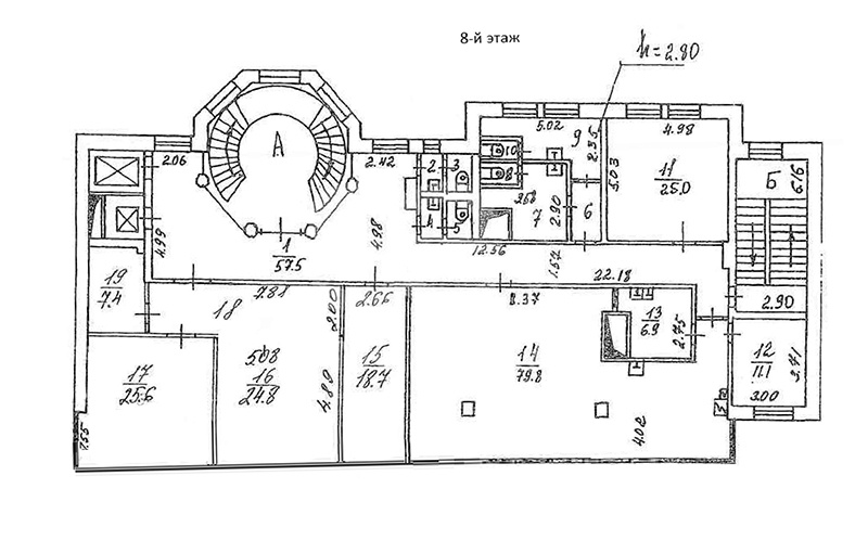 Аренда офиса, площадь 349 кв.м., 8 этаж, Крутицкий Вал ул, 26с2, район Южнопортовый