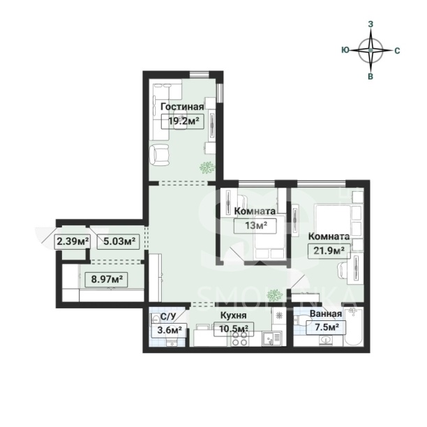 Продажа квартиры, площадь 120.3 кв.м., 2 этаж, ЖК ЖК "Вавилово", Архитектора Власова ул, 6